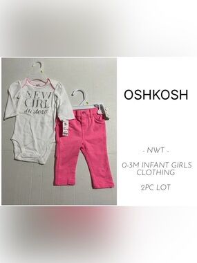 OSHKOSH - 0/3M - NWT - INFANT GIRLS 2PC FASHION ONESIE AND PANT OUTFIT LOT